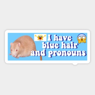 Blue Hair And Pronouns Bumper Sticker Sticker